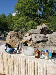 Outdoor bar with drinks